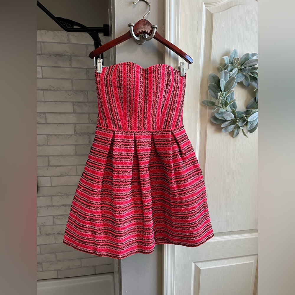 Aina Be Neon Pink Barbiecore Embroidered Sweetheart dress